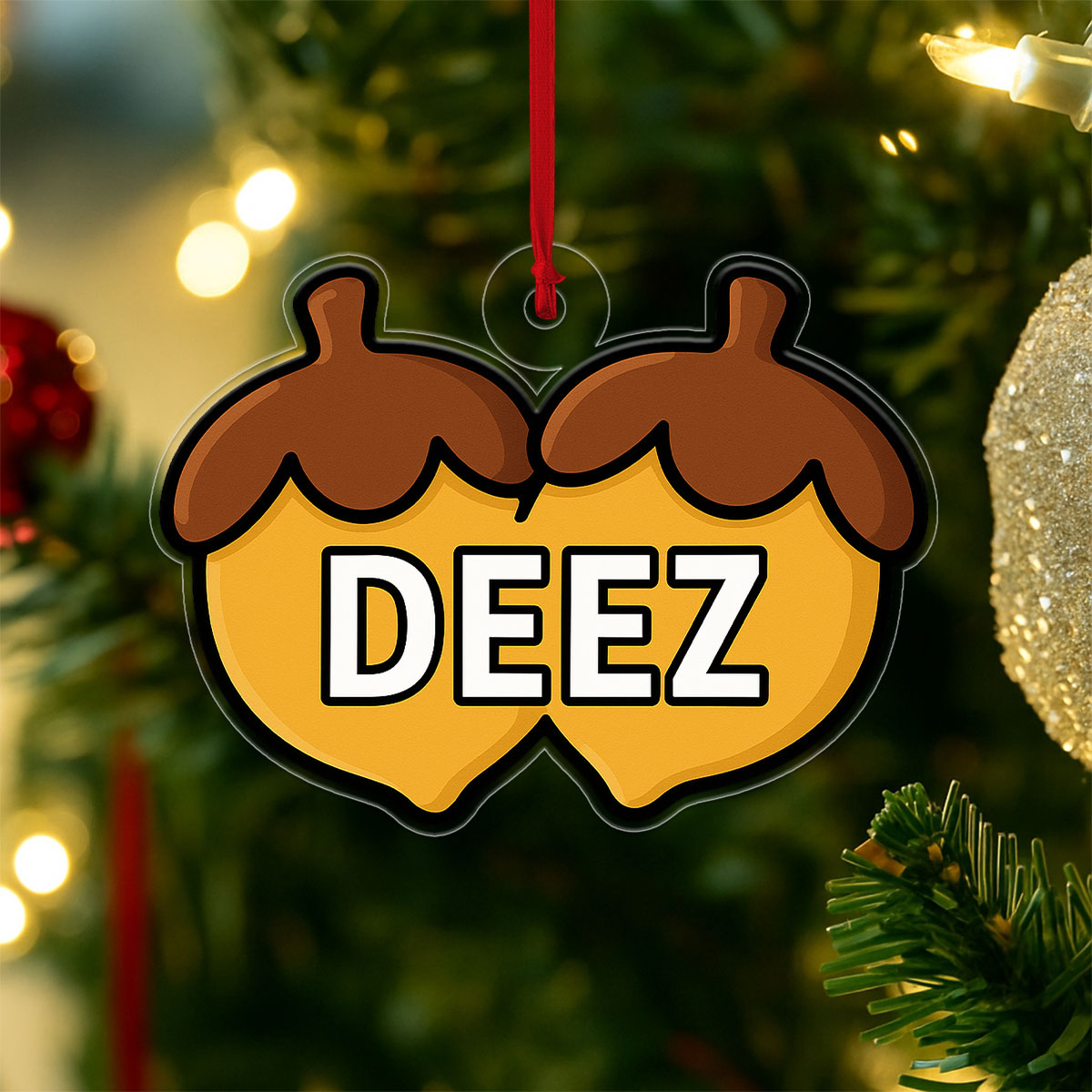 Deez Nuts Ornament, Funny Meme Gag Gift, Christmas Ornament, Holiday Humor Decoration, Adult Christmas Keepsake