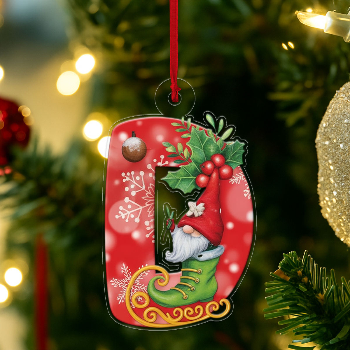 Letter D Xmas Tree Acrylic Ornament Christmas Gift