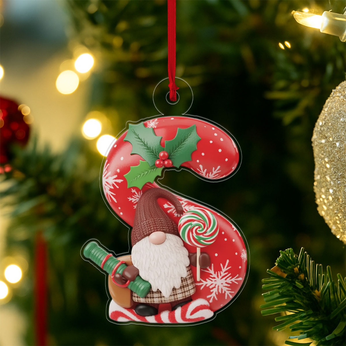 Ornament Christmas Initial Letter S Acrylic copy Acrylic Ornament Christmas Gift