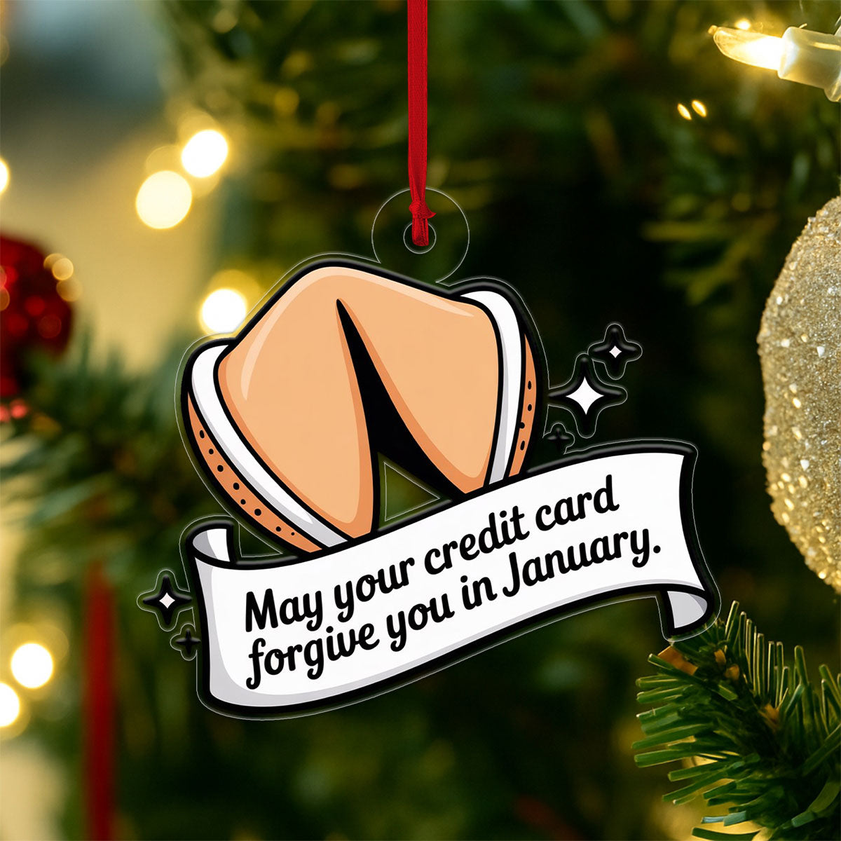 Funny Personalized Fortune Cookie Ornament, Custom Holiday Decoration, Gag Gift for Friends, Food Lover Christmas Keepsake, Unique Ornament