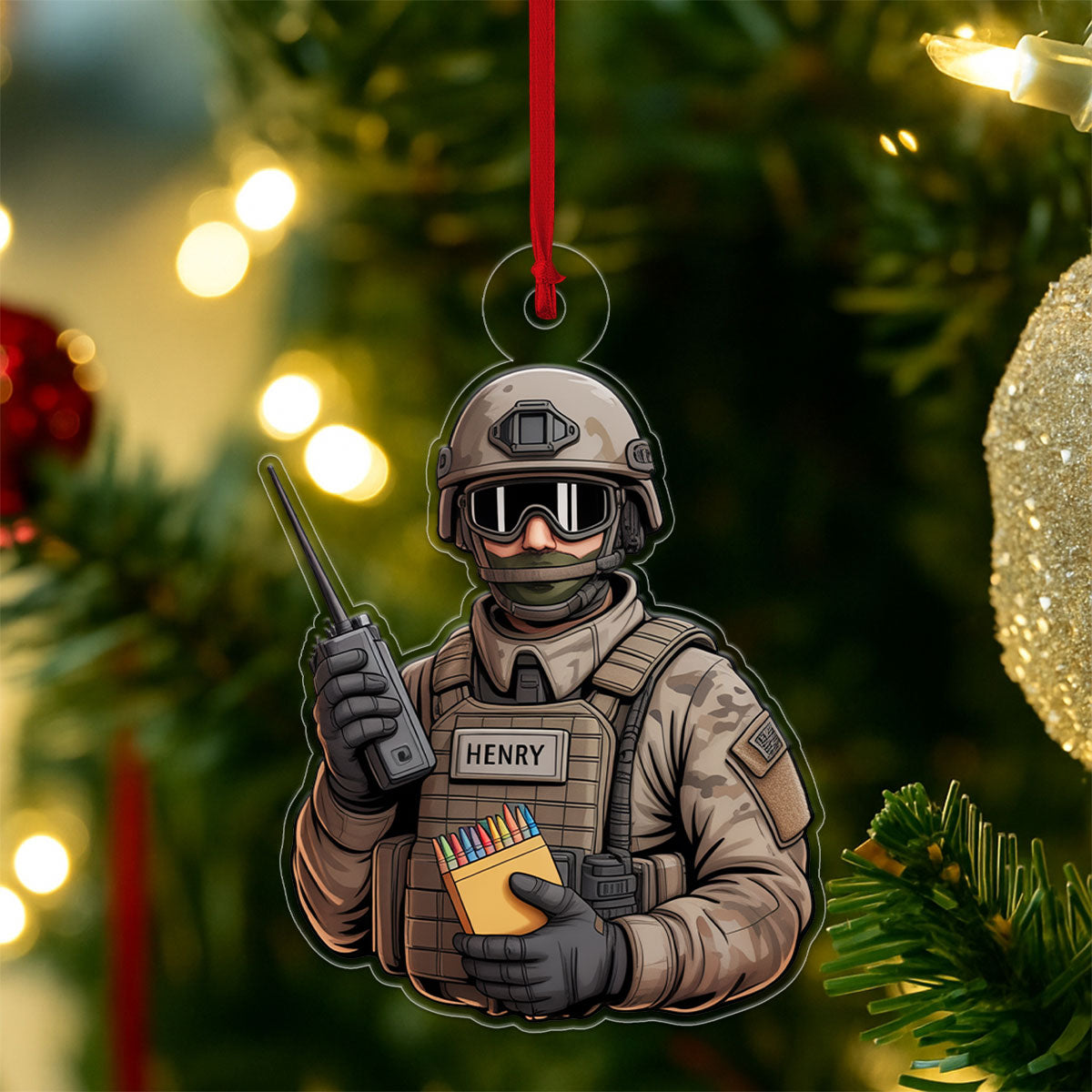 Personalized Funny Veterans For Military Acrylic Ornament Christmas Gift