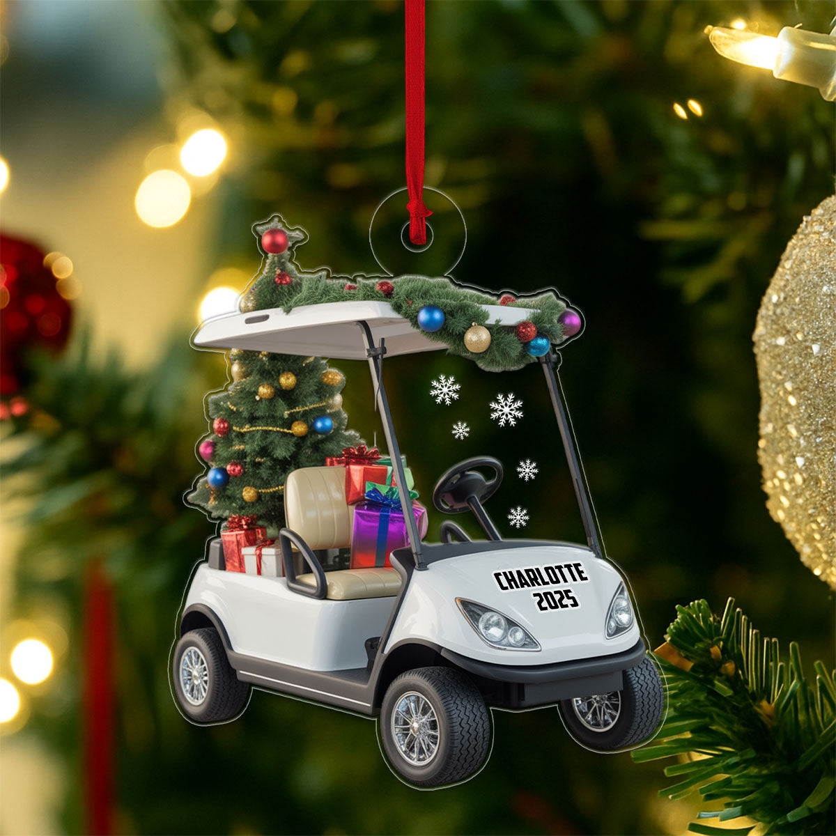 Personalized Golf Cart Xmas Gift Acrylic Ornament Christmas Gift