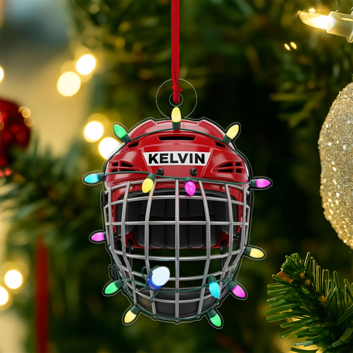Personalized Ice Hockey Helmet Acrylic Ornament Christmas Gift