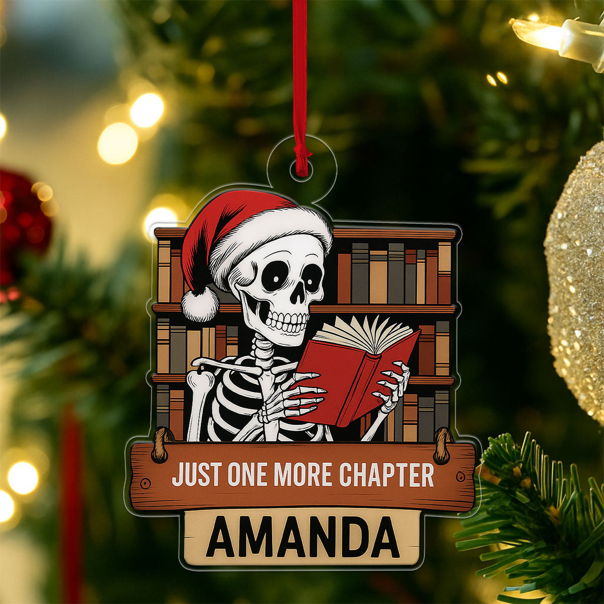 Personalized Just One More Chapter Ornament, Custom Book Lover Christmas Ornament, Holiday Reading Gift, Bookworm Decor, Literary Keepsake