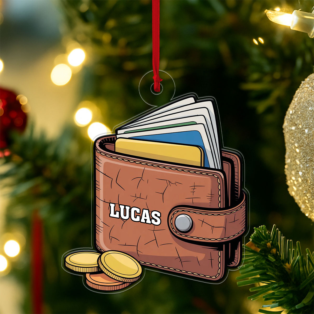 Personalized Men Wallet Ornament, Custom Christmas Ornament for Him, Holiday Gift for Men, Unique Keepsake Decoration, Funny Xmas Ornament