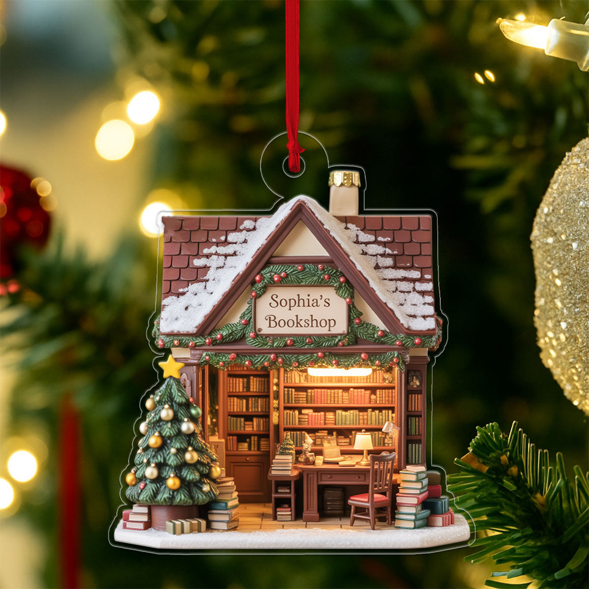 Personalized Name Bookstore Xmas Acrylic Ornament Christmas Gift