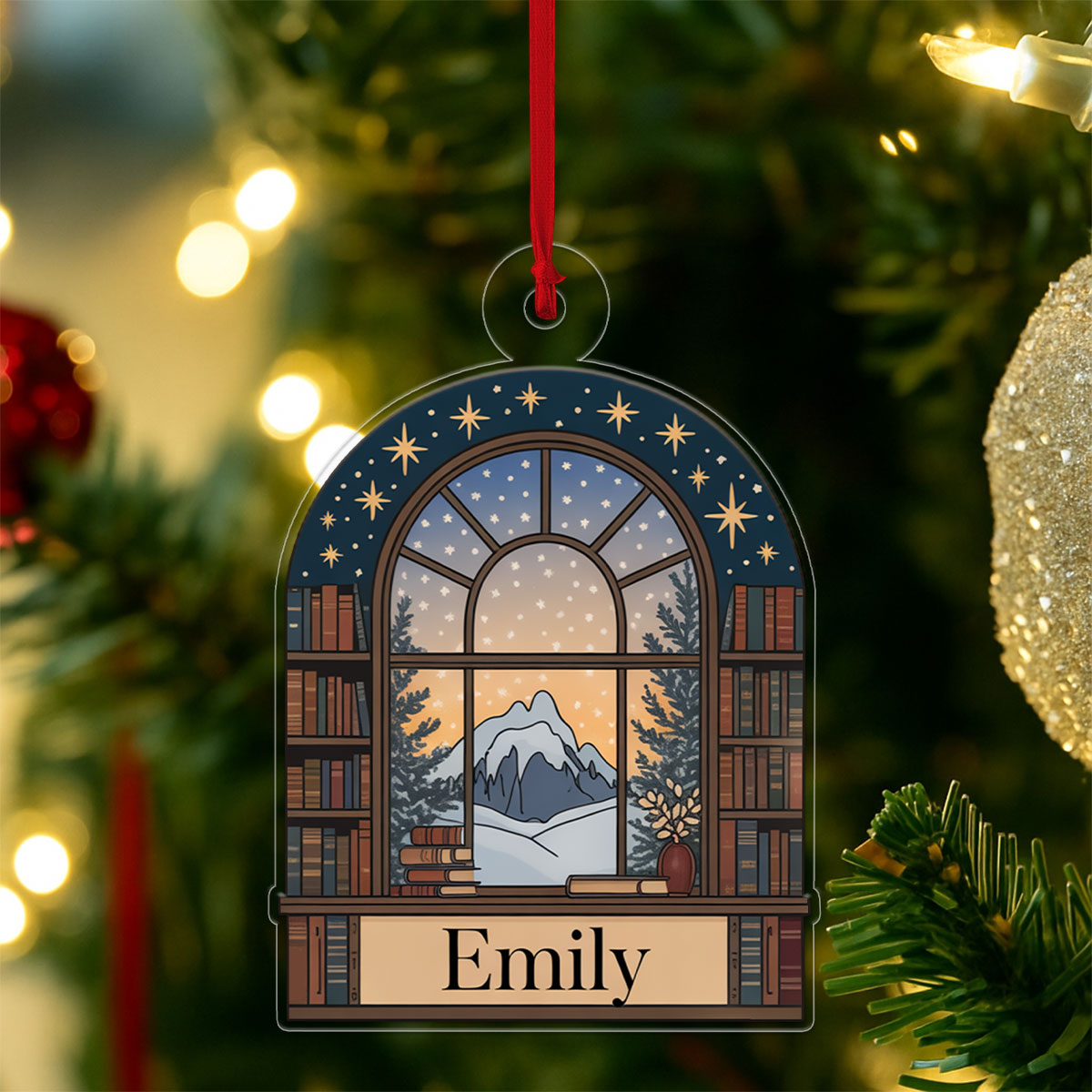 Personalized Night Court Bookshelf 4D Ornament 4 Acrylic Ornament Christmas Gift