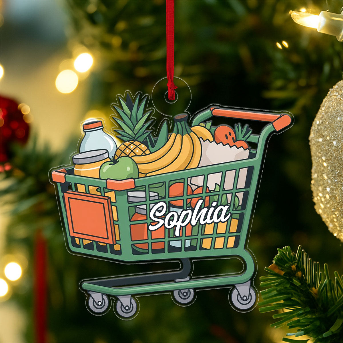 Personalized Shopping Cart Ornament, Custom Funny Christmas Ornament, Shopaholic Holiday Gift, Quirky Decoration, Unique Xmas Keepsake
