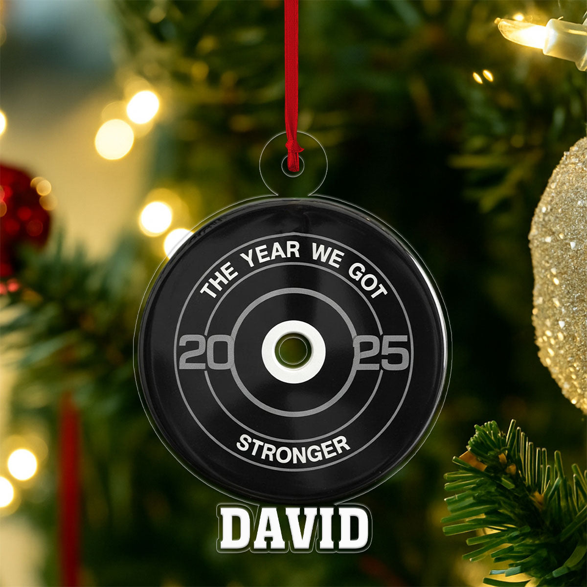 Custom Weightlifter Ornament with Barbell, Personalized Fitness Christmas Ornament, Funny Gym Lover Holiday Gift, Workout Keepsake