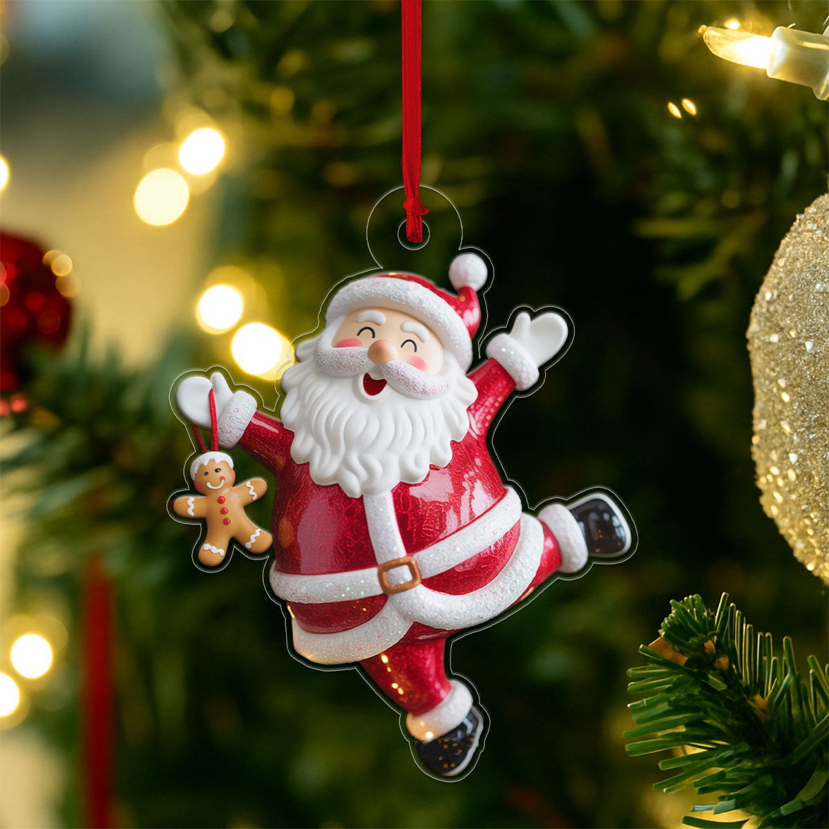Personalized Santa Claus with Gingerbread Acrylic Ornament Christmas Gift