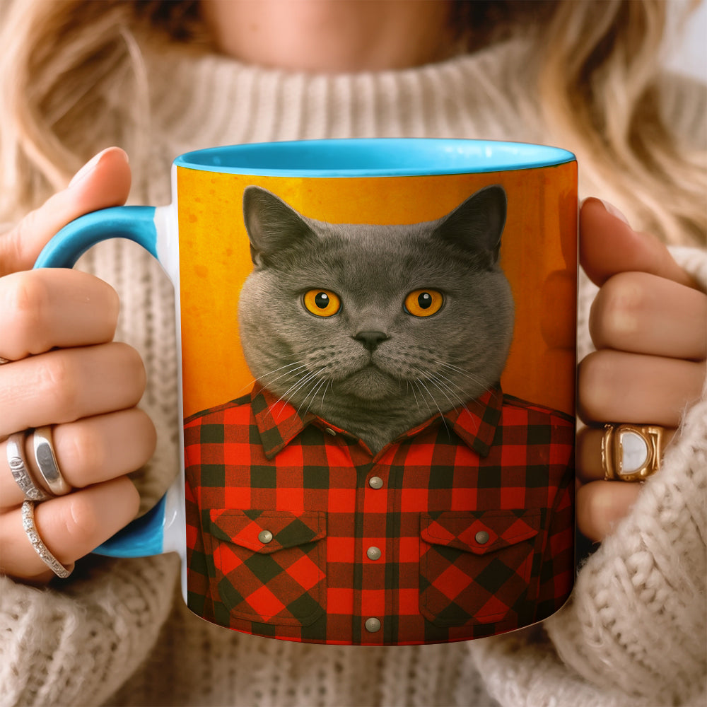 Custom Photo Cat In Red Shirt MugGift For Cat Lovers