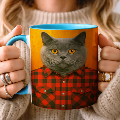 Custom Photo Cat In Red Shirt MugGift For Cat Lovers