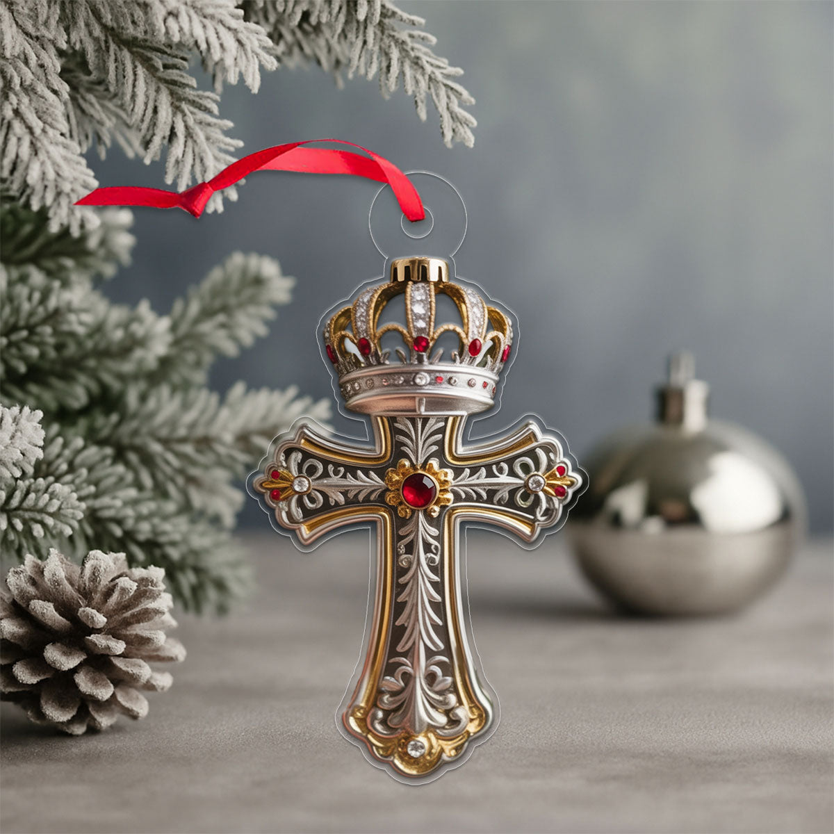 Cross And Crown 1 Acrylic Ornament Christmas Gift