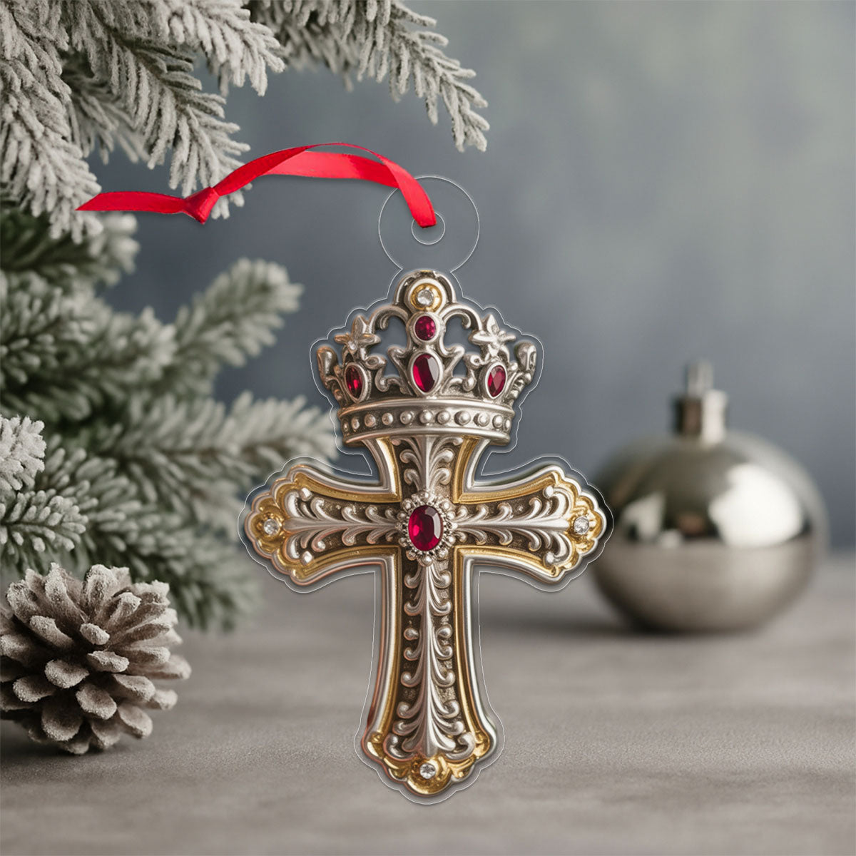 Cross And Crown Jesus Acrylic Ornament Christmas Gift