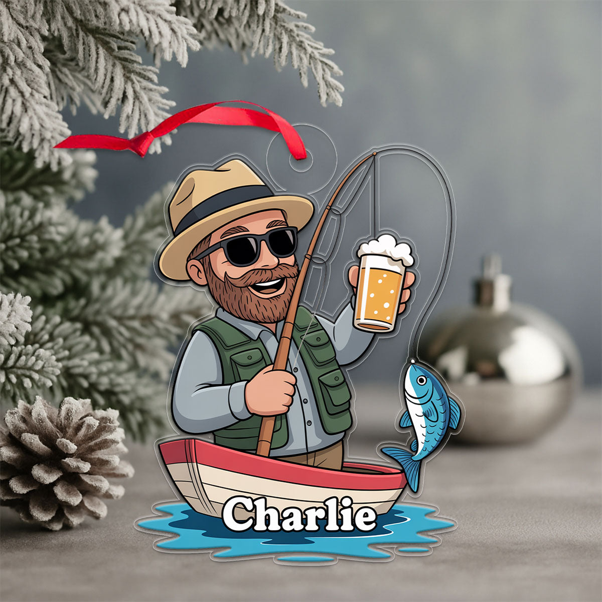 Caricature Fisherman2 Acrylic Ornament Christmas Gift