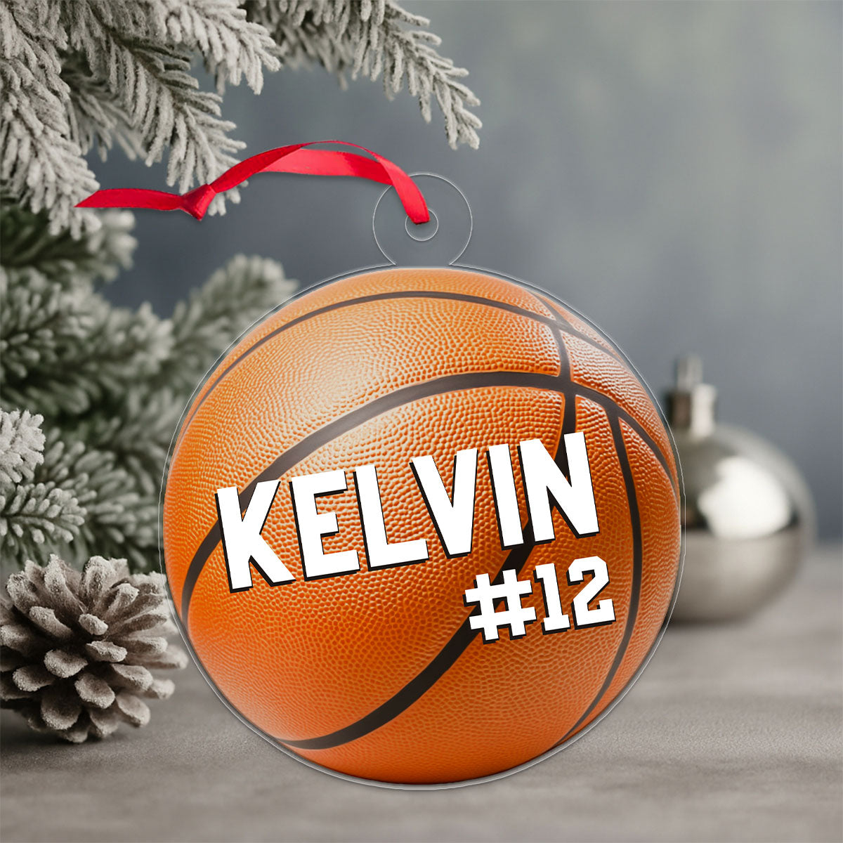 Custom Name And Number Basketball Xmas Acrylic Ornament Christmas Gift