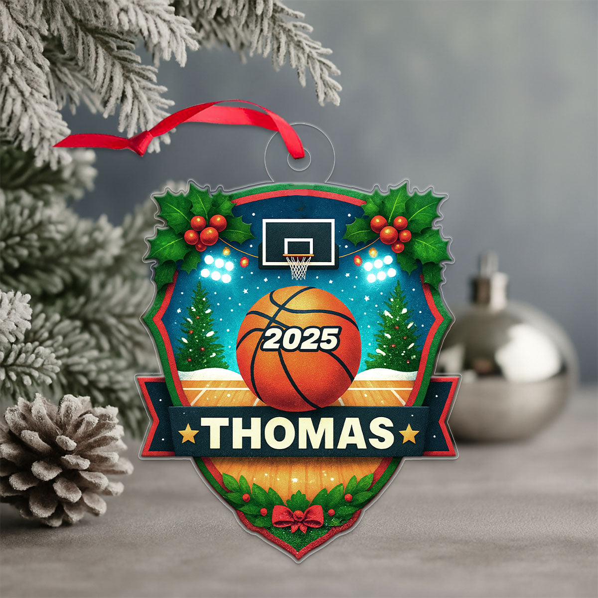 Custom Name Basketball Xmas Acrylic Ornament Christmas Gift