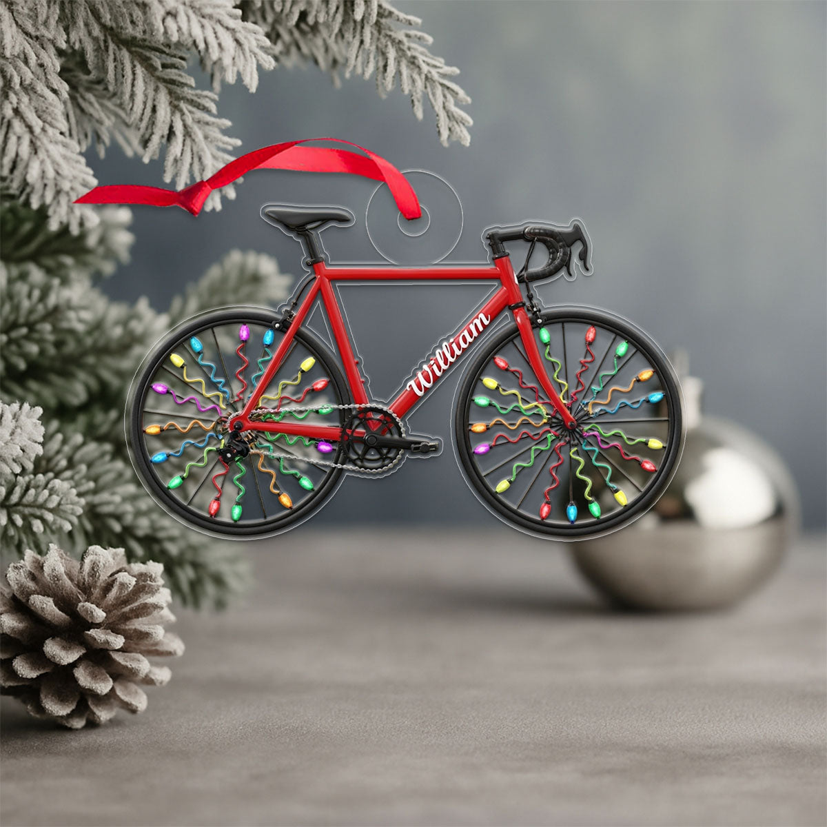 Custom Name Bicycle Xmas Acrylic Ornament Christmas Gift