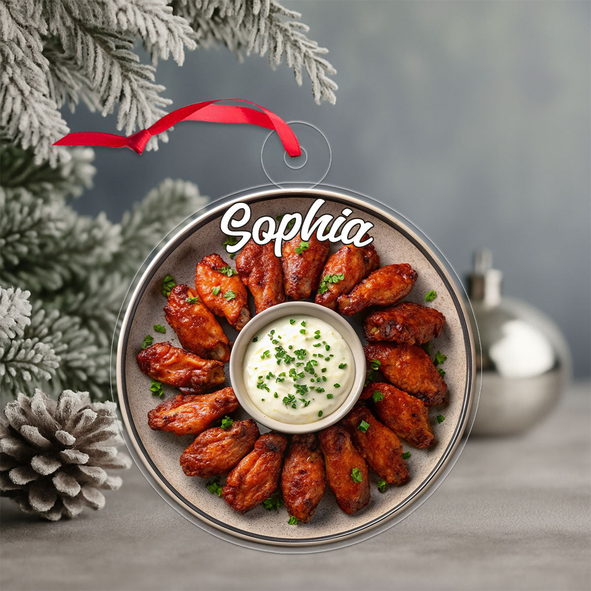 Custom Name Buffalo Chicken Wings Acrylic Ornament Christmas Gift