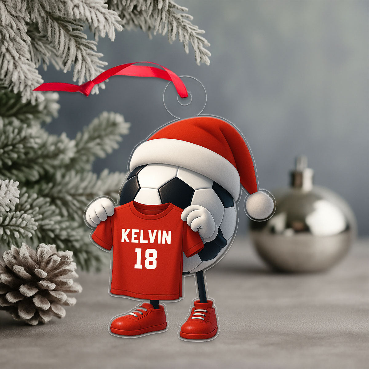 Custom Name Soccer Christmas Acrylic Ornament Christmas Gift