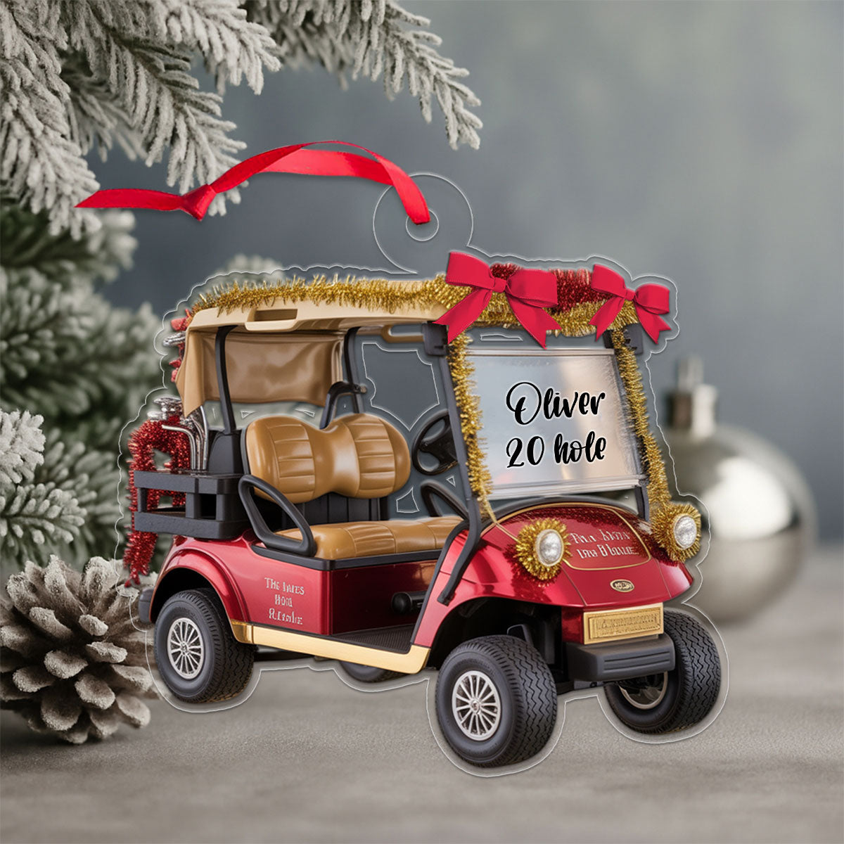 Custom Name Golf Car Christmas Acrylic Ornament Christmas Gift