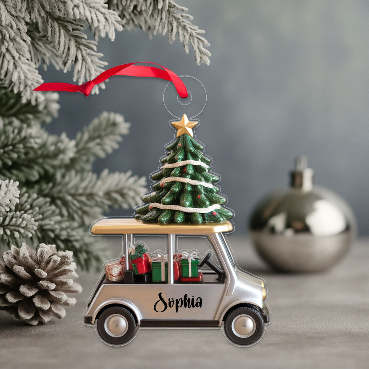 Custom Name Golf Cart For Sport Lover Acrylic Ornament Christmas Gift
