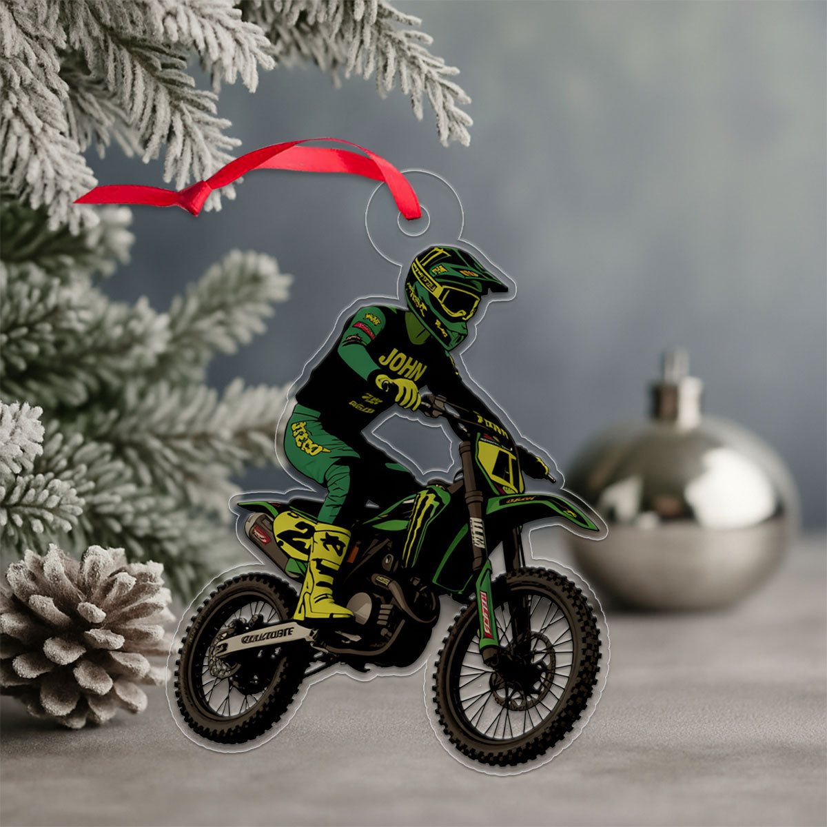 Custom Name Motocross Christmas Ornament-1 Acrylic Ornament Christmas Gift