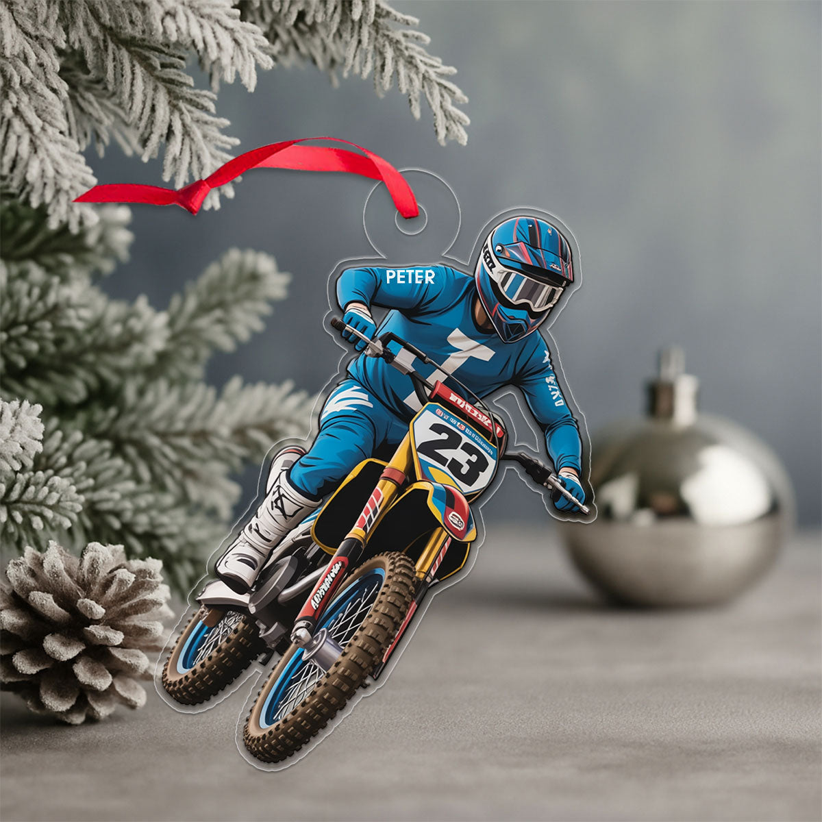 Custom Name Motocross Dirt Bike Christmas Ornament 1 Acrylic Ornament Christmas Gift