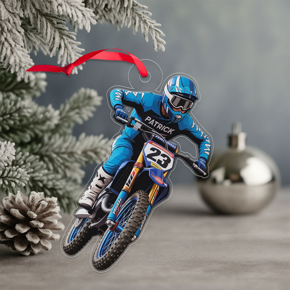 Custom Name Motocross Dirt Bike Christmas Ornament 2 Acrylic Ornament Christmas Gift