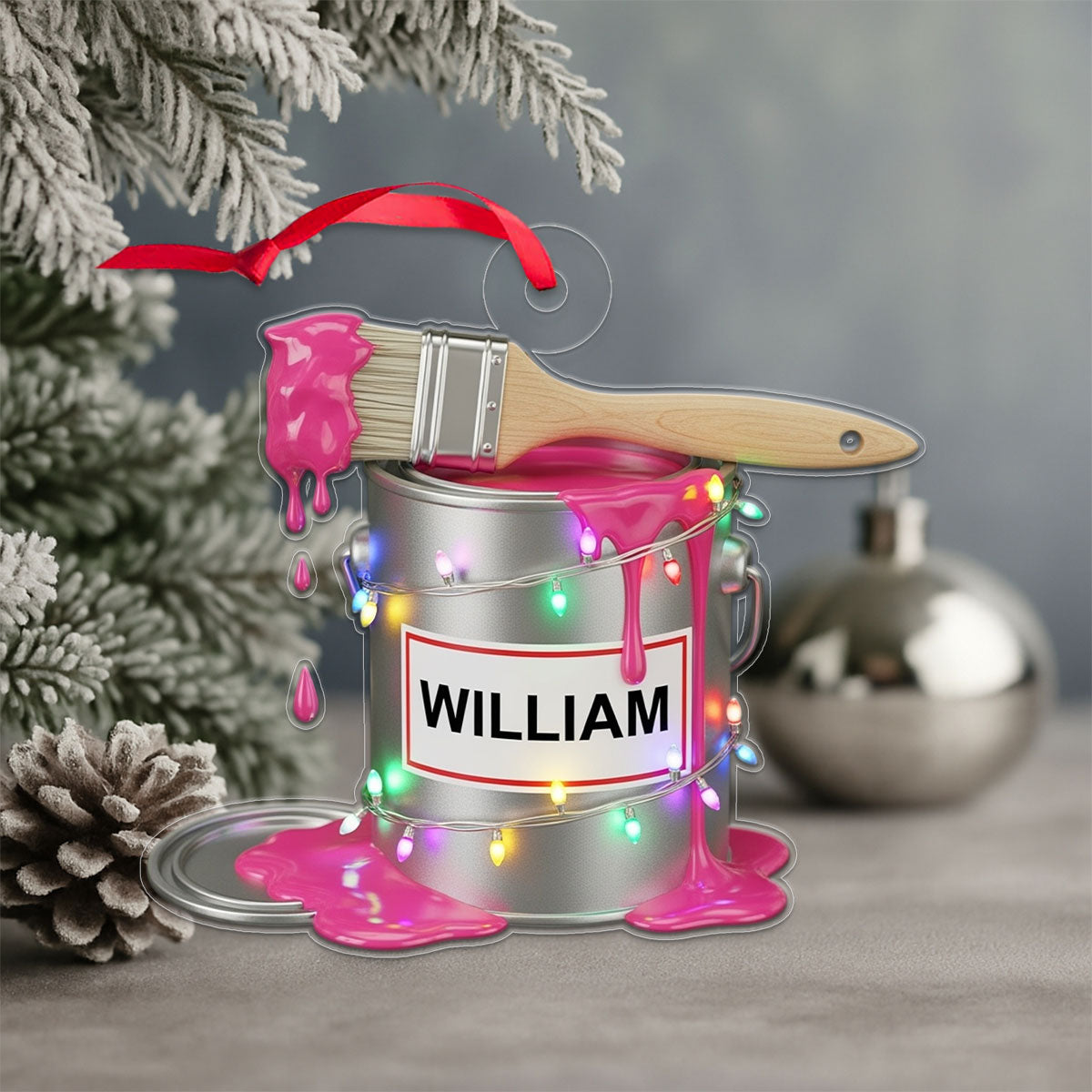 Custom Name Paint Bucket for Painters Acrylic Ornament Christmas Gift