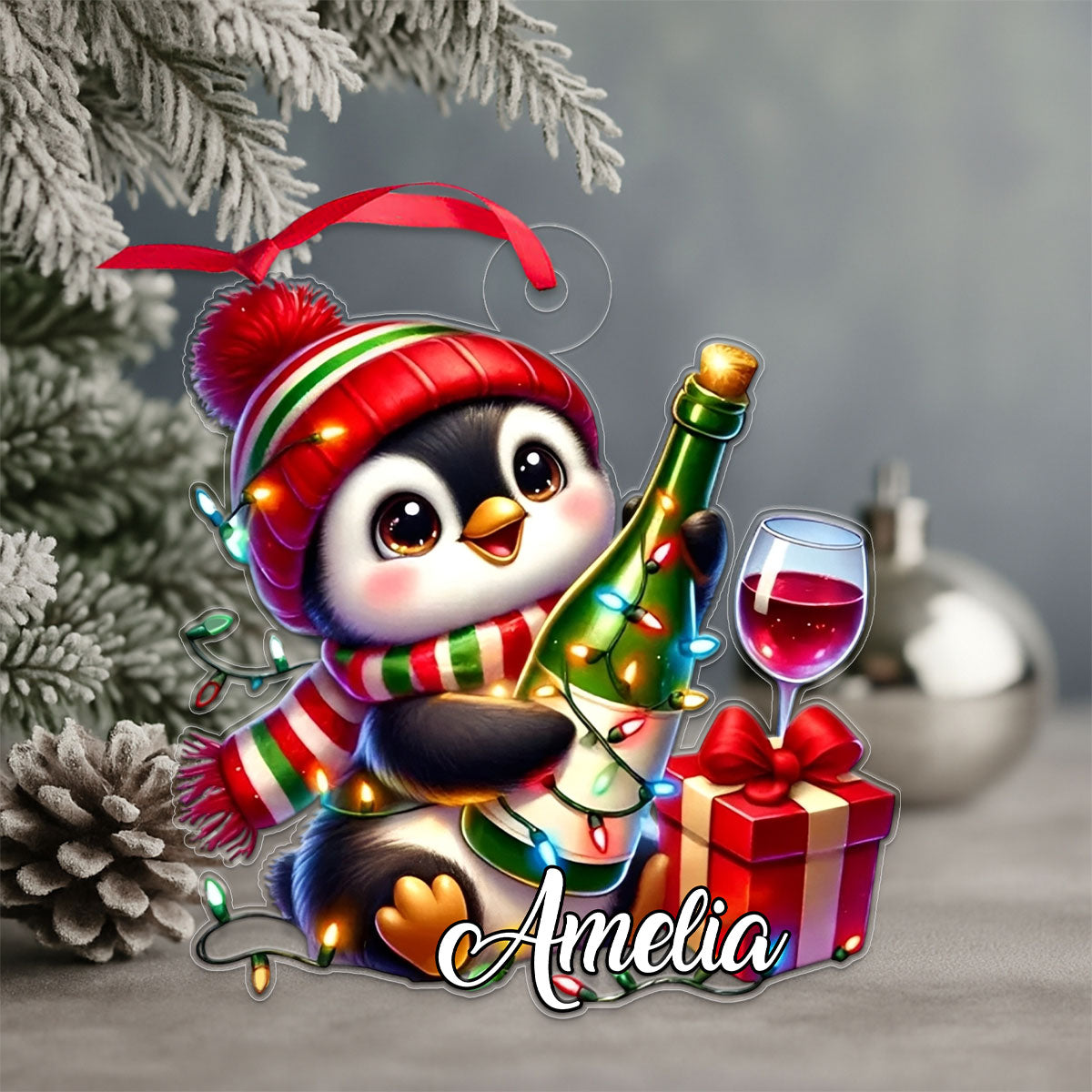 Custom Name Penguin Wine Lover