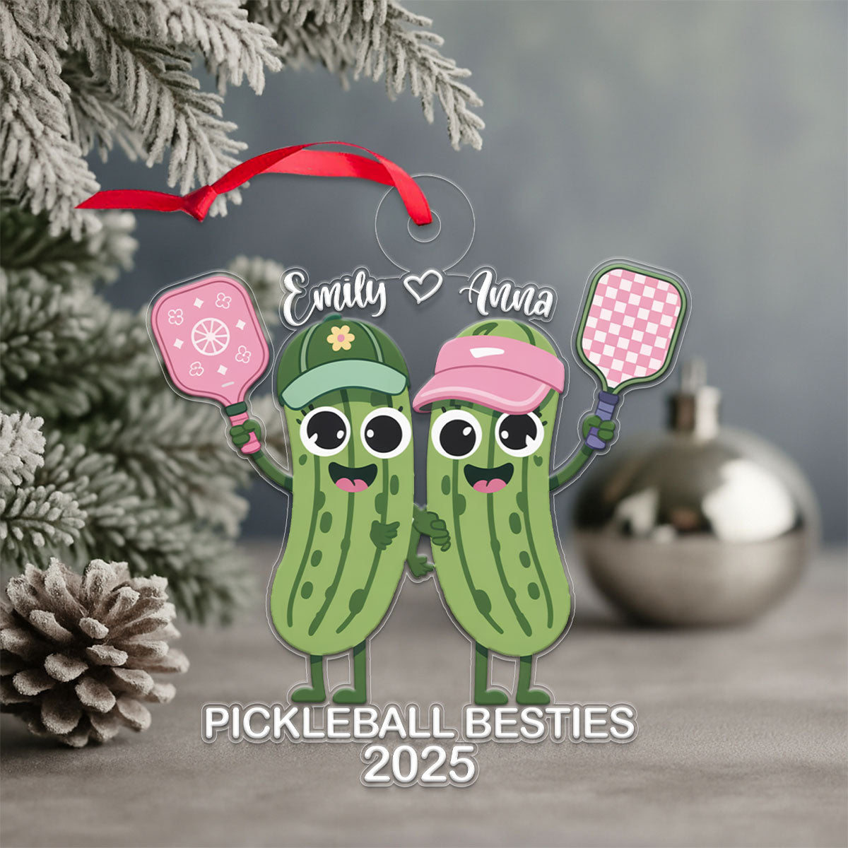 Custom Name Pickleball Friendship Acrylic Ornament Christmas Gift