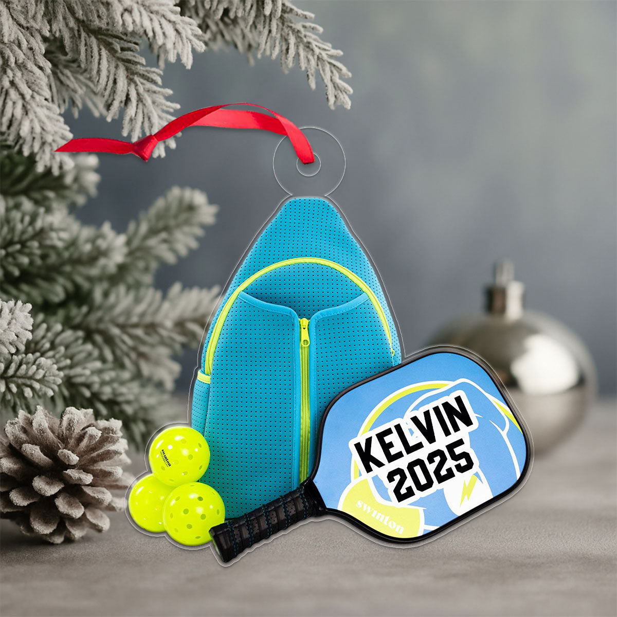 Custom Name Pickleball Player Acrylic Ornament Christmas Gift
