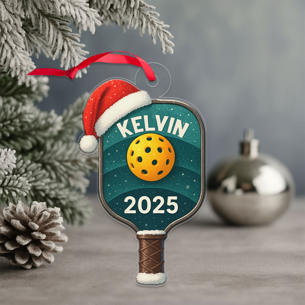 Custom Name Pickleball Racket Acrylic Ornament Christmas Gift