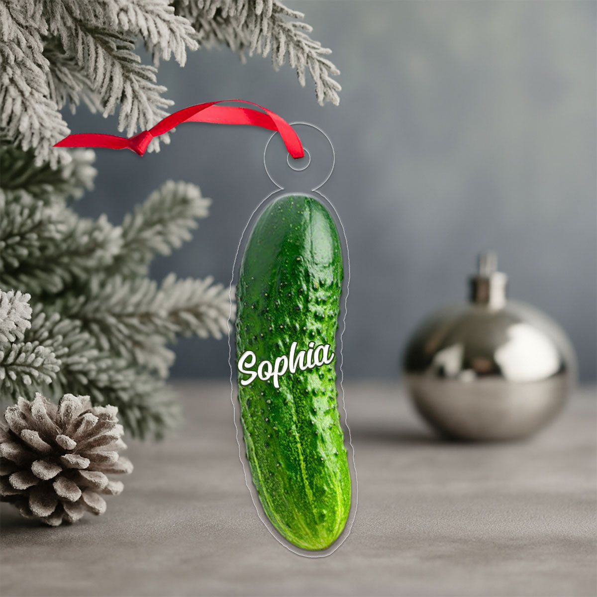Custom Name Cucumber Xmas Acrylic Ornament Christmas Gift