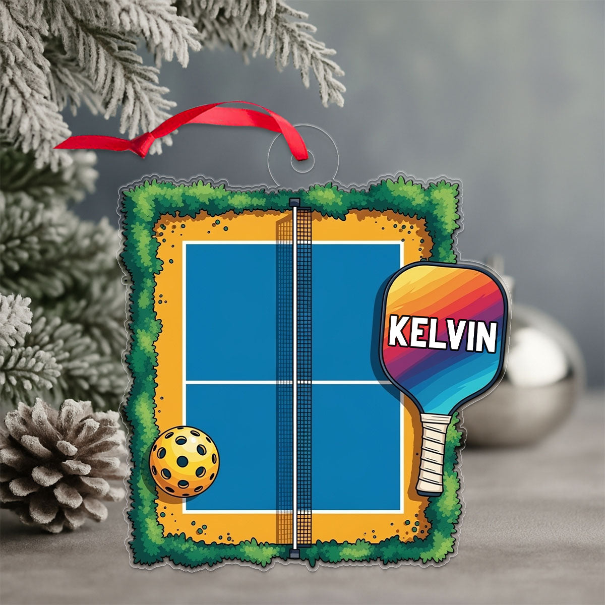 Custom Name Pickleball Xmas Acrylic Ornament Christmas Gift