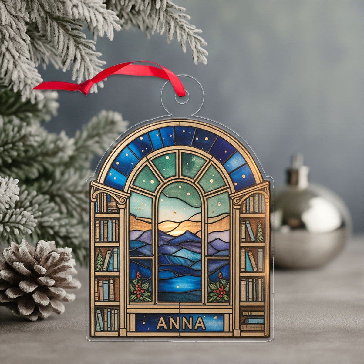 Custom Name Reading Lover Acrylic Ornament Christmas Gift