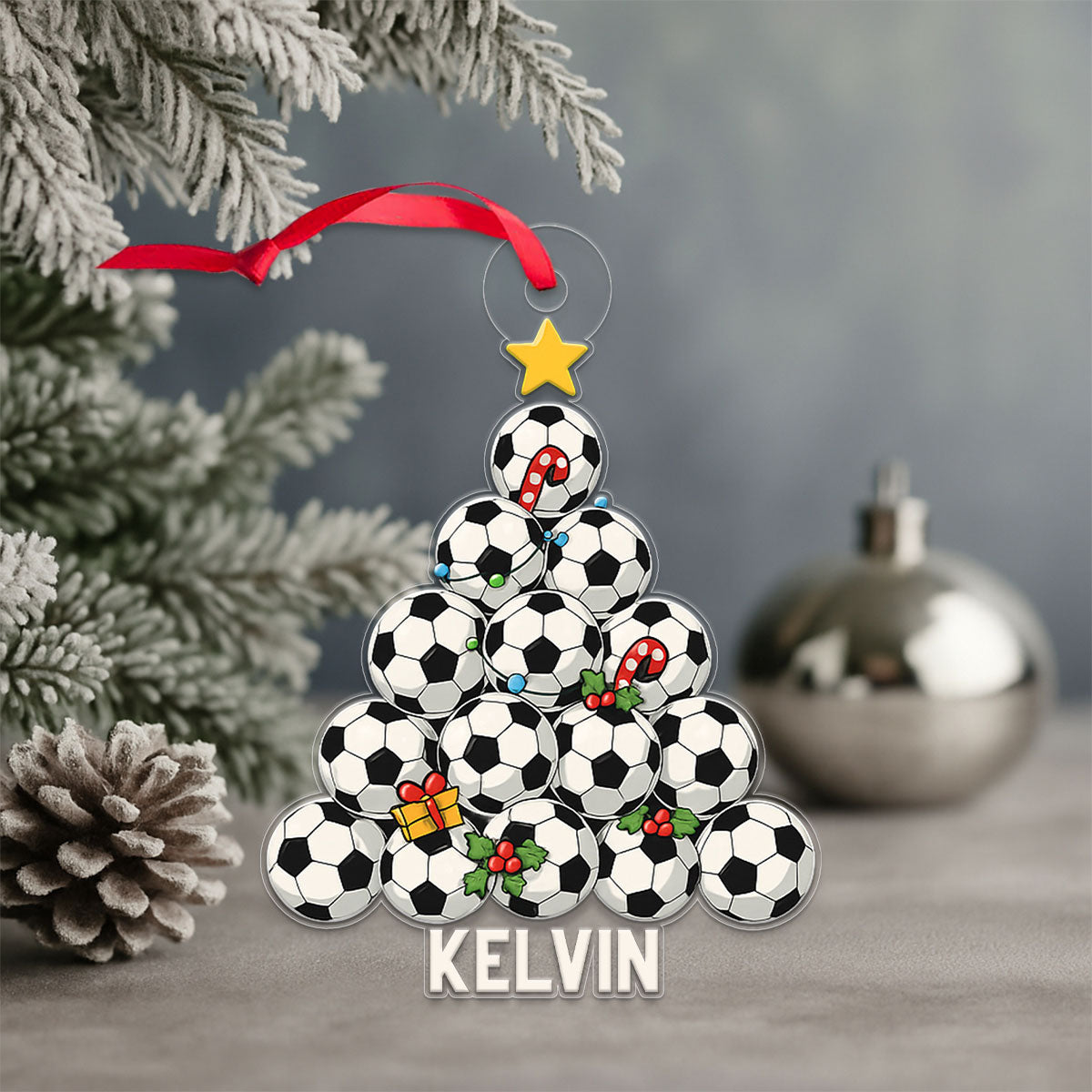 Custom Name Soccer Sport Lover Acrylic Ornament Christmas Gift