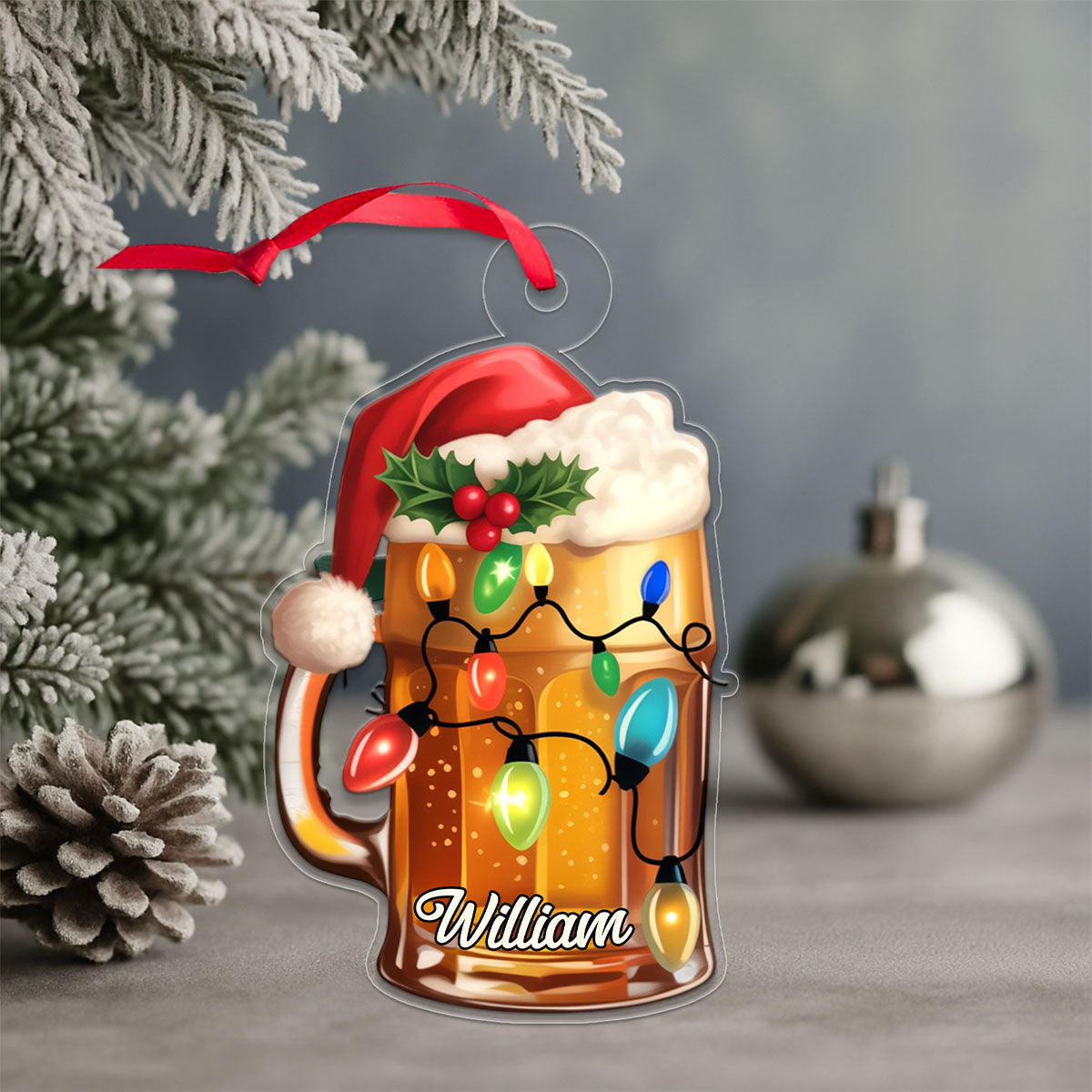 Custom Name Xmas Beer Acrylic Ornament Christmas Gift