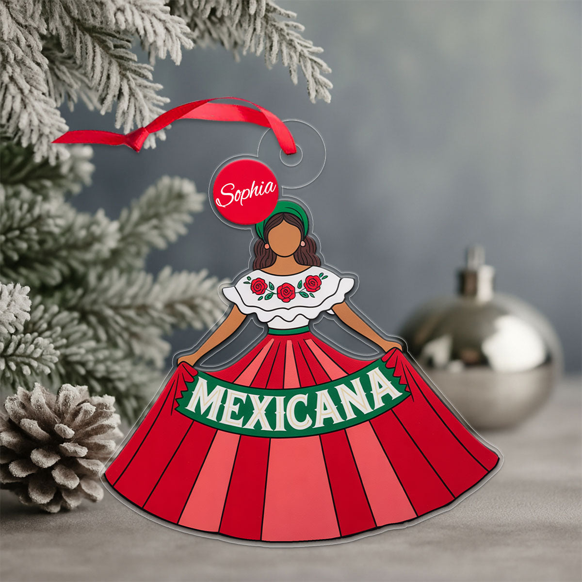 Custom Name Mexicana Acrylic Ornament Christmas Gift