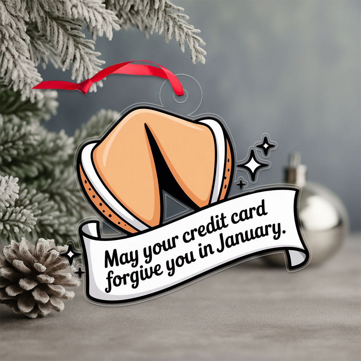 Funny Personalized Fortune Cookie Ornament, Custom Holiday Decoration, Gag Gift for Friends, Food Lover Christmas Keepsake, Unique Ornament