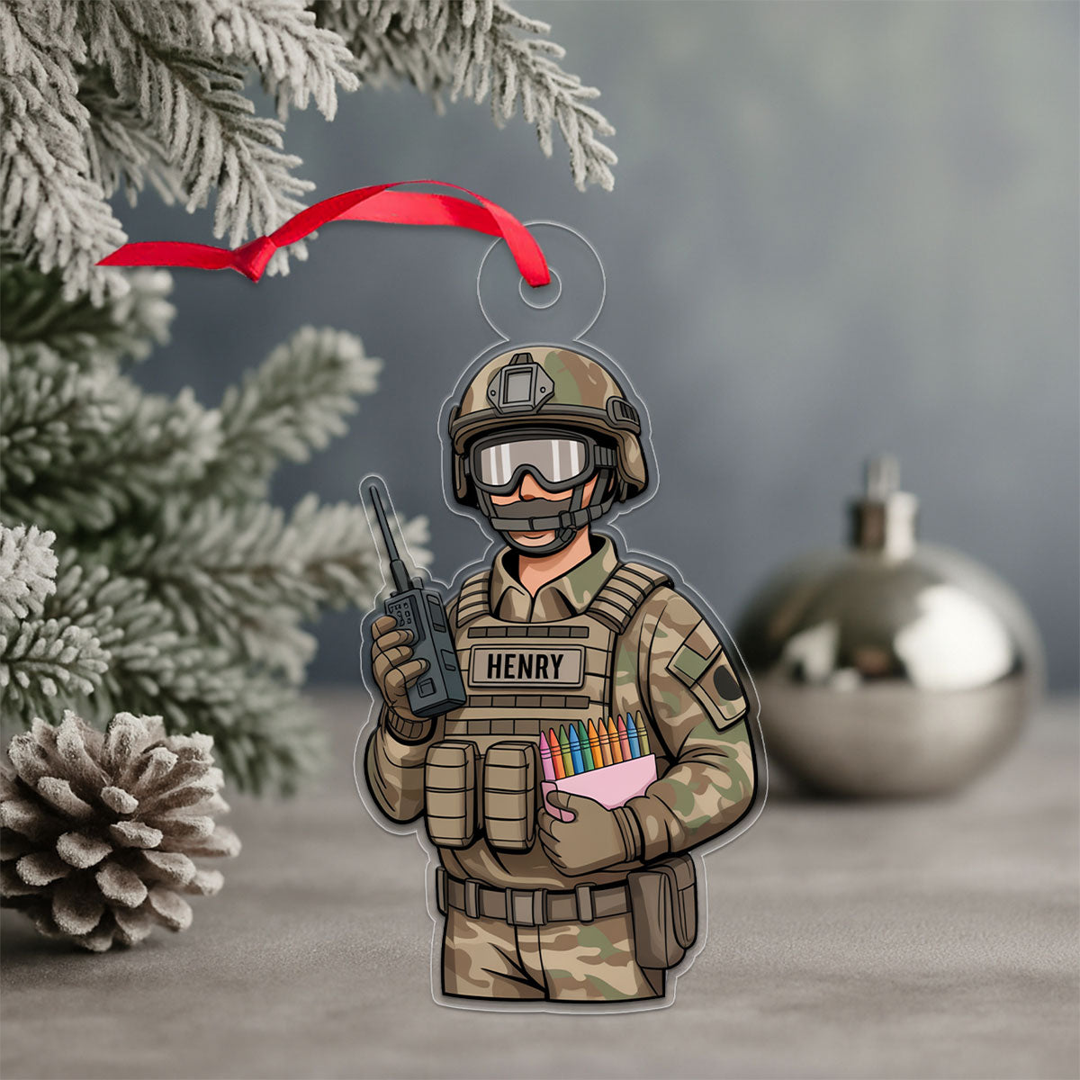 Custom Name Veterans For Military Acrylic Ornament Christmas Gift