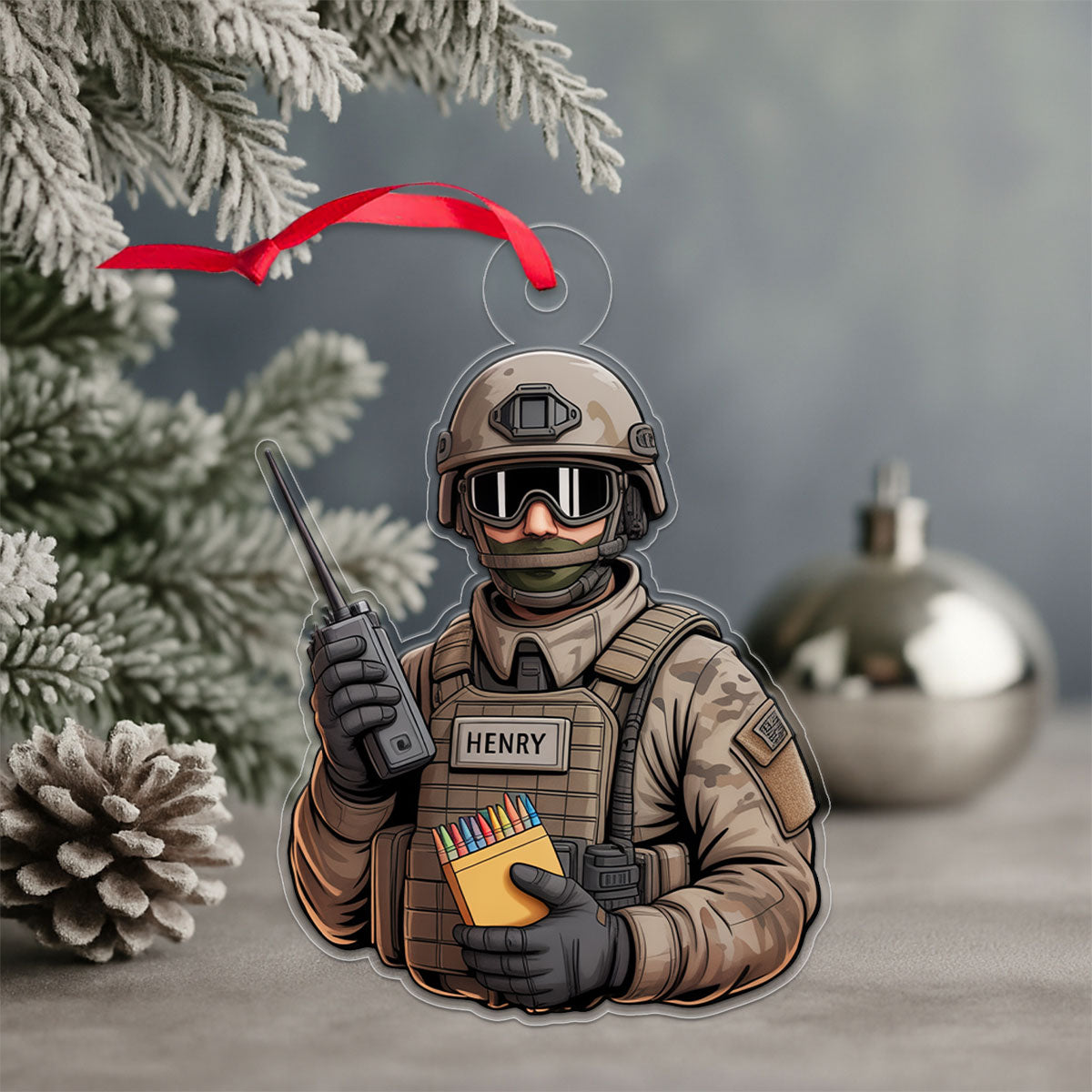 Personalized Funny Veterans For Military Acrylic Ornament Christmas Gift