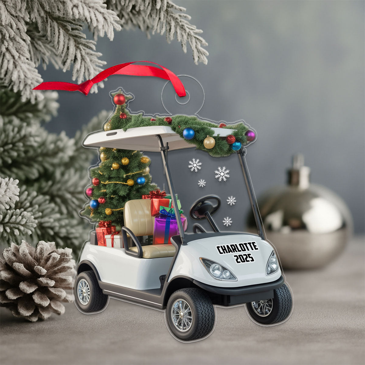 Personalized Golf Cart Xmas Gift Acrylic Ornament Christmas Gift