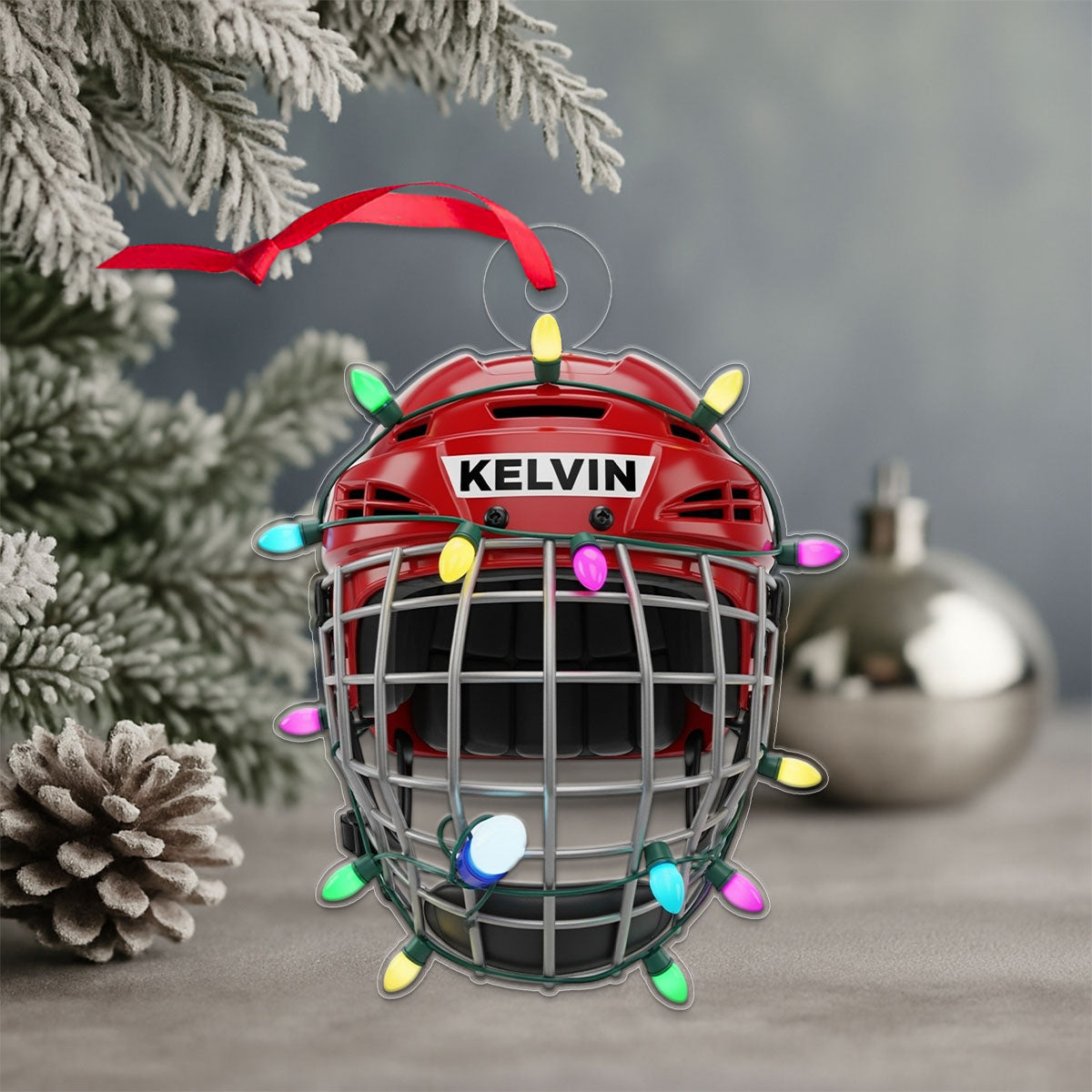 Personalized Ice Hockey Helmet Acrylic Ornament Christmas Gift