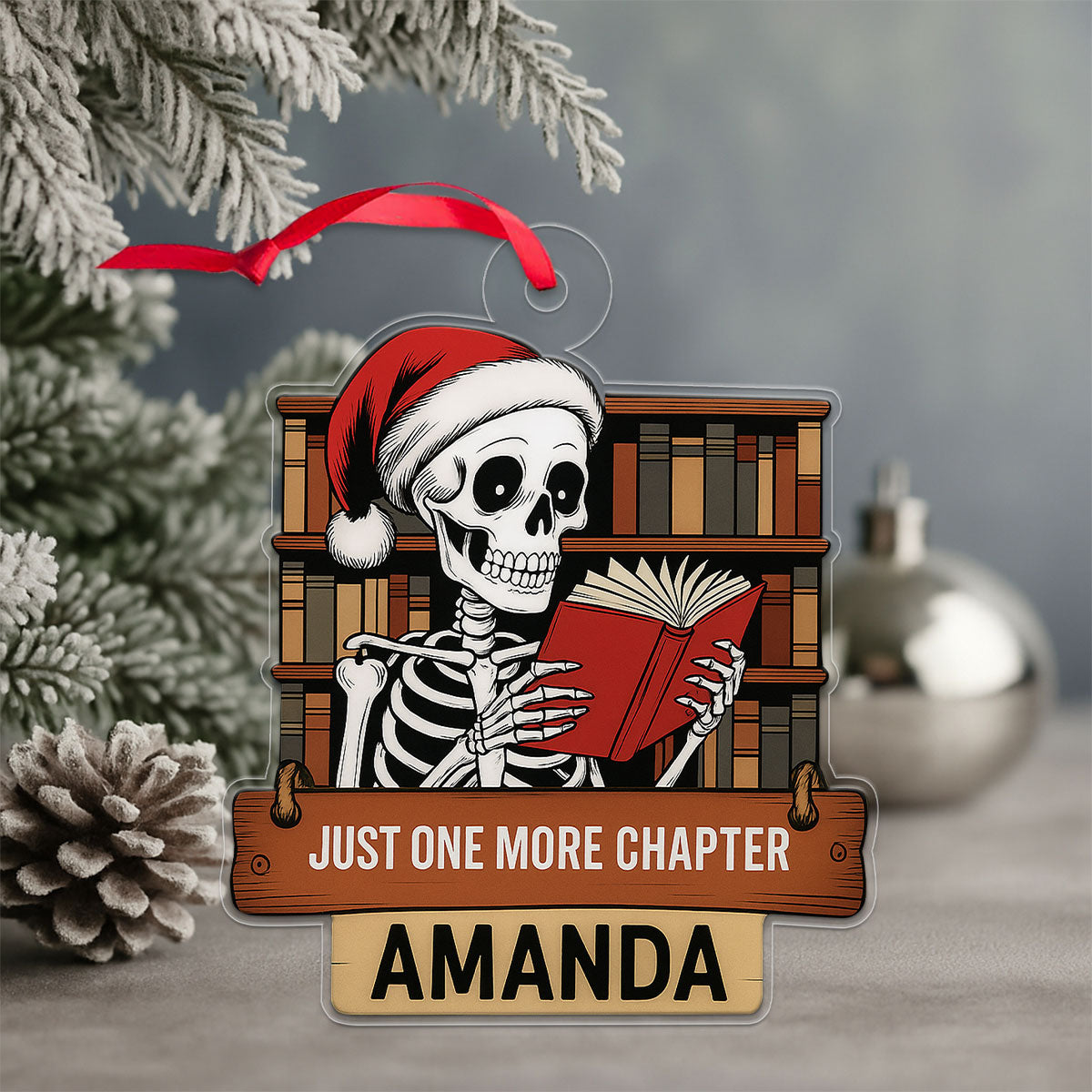 Personalized Just One More Chapter Ornament, Custom Book Lover Christmas Ornament, Holiday Reading Gift, Bookworm Decor, Literary Keepsake