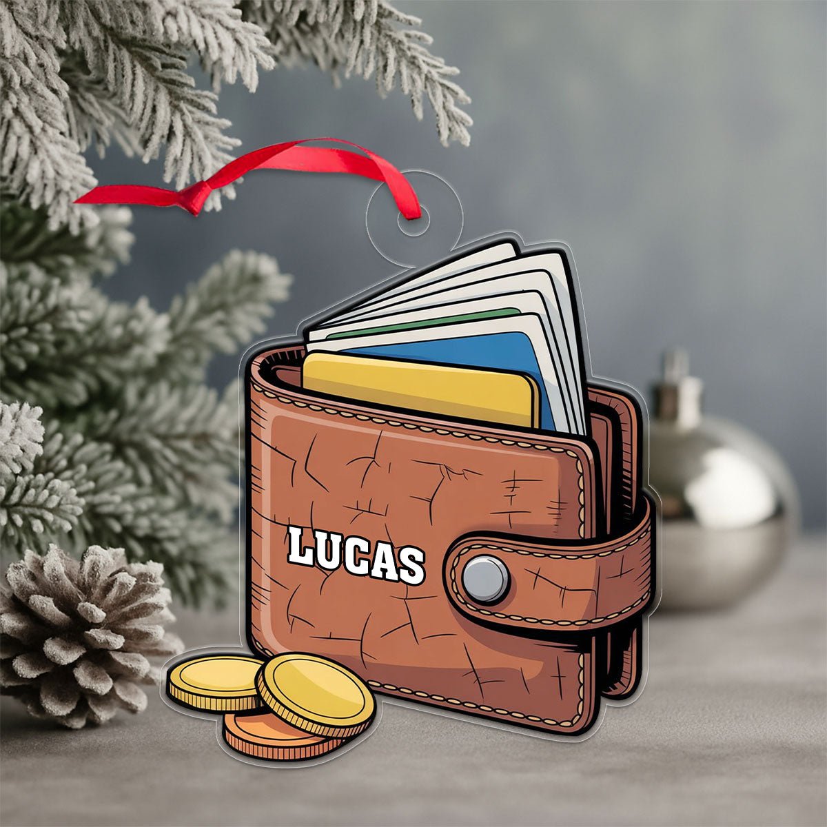Personalized Men Wallet Ornament, Custom Christmas Ornament for Him, Holiday Gift for Men, Unique Keepsake Decoration, Funny Xmas Ornament