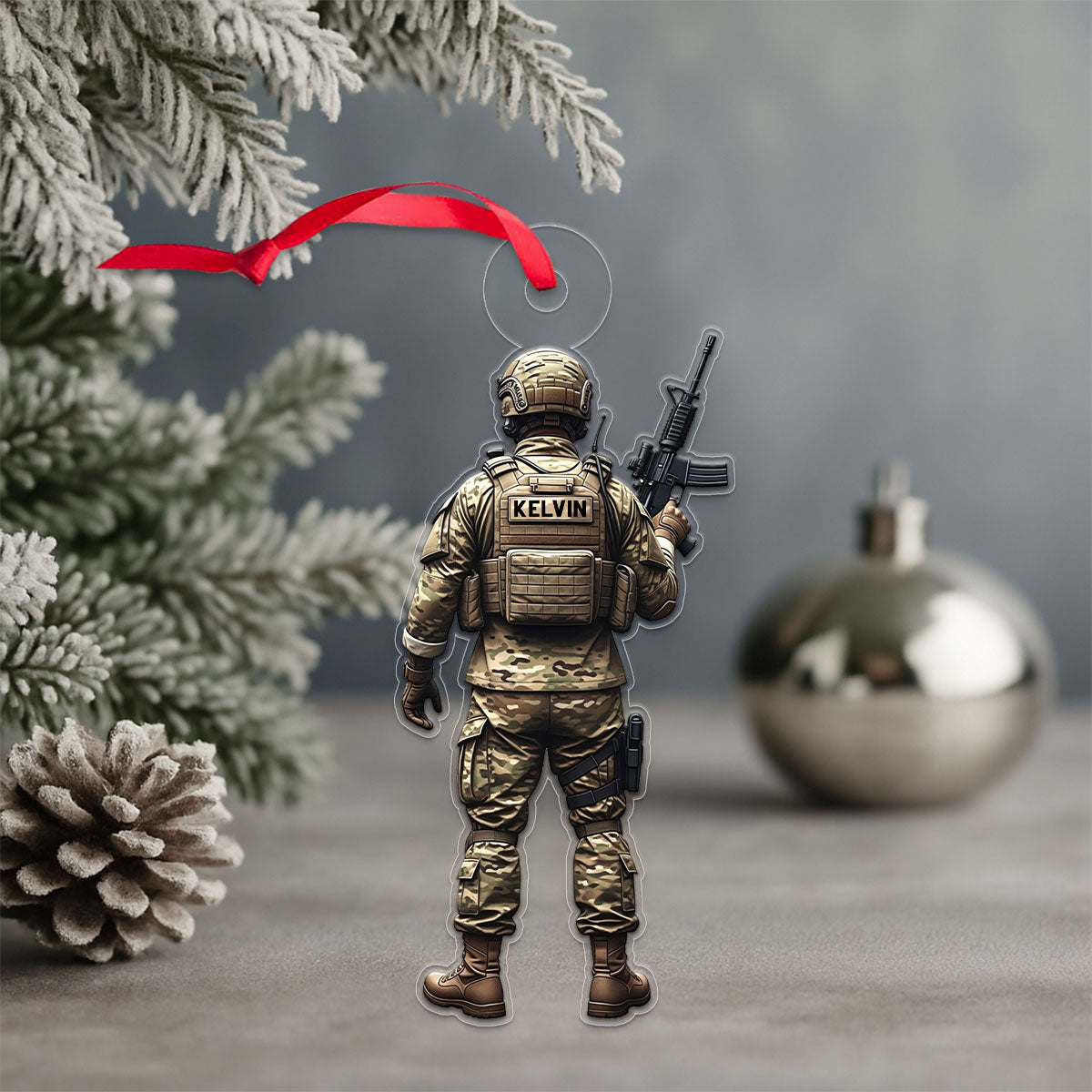Personalized Military Uniform Army Acrylic Ornament Christmas Gift