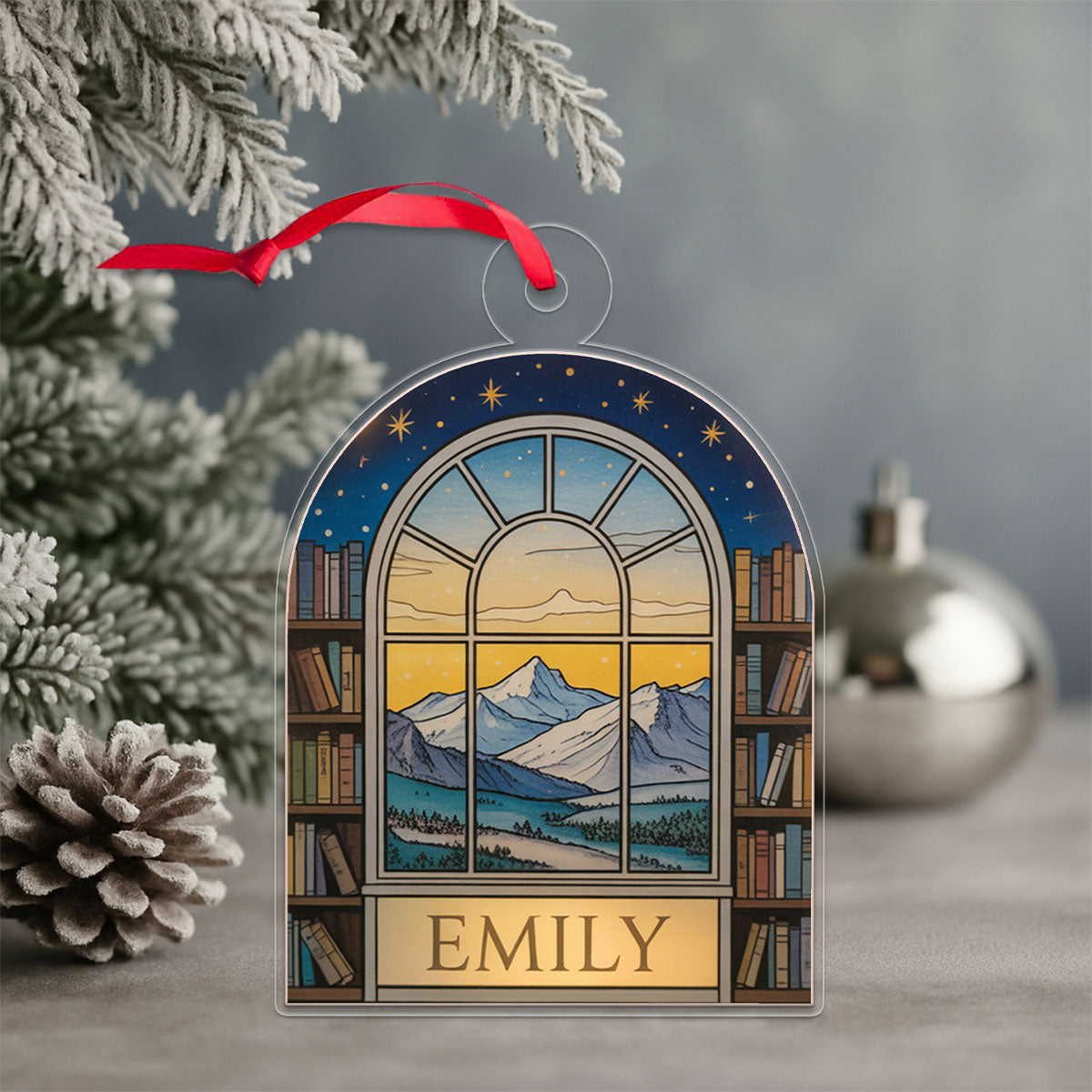 Personalized Night Court Bookshelf 4D Ornament 3 Acrylic Ornament Christmas Gift
