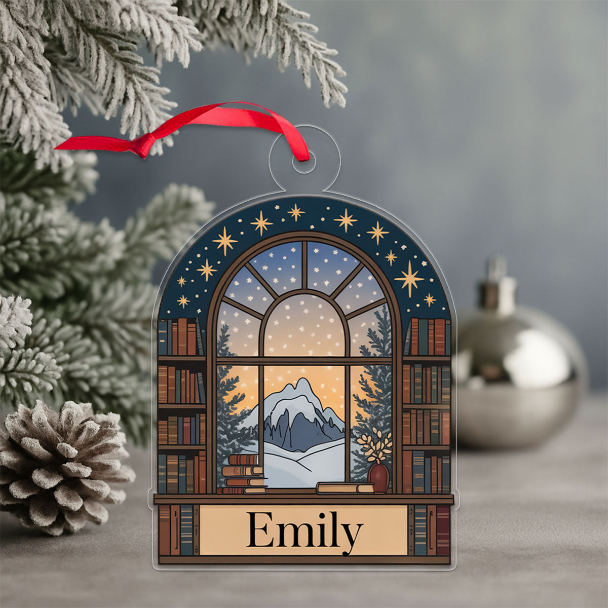 Personalized Night Court Bookshelf 4D Ornament 4 Acrylic Ornament Christmas Gift